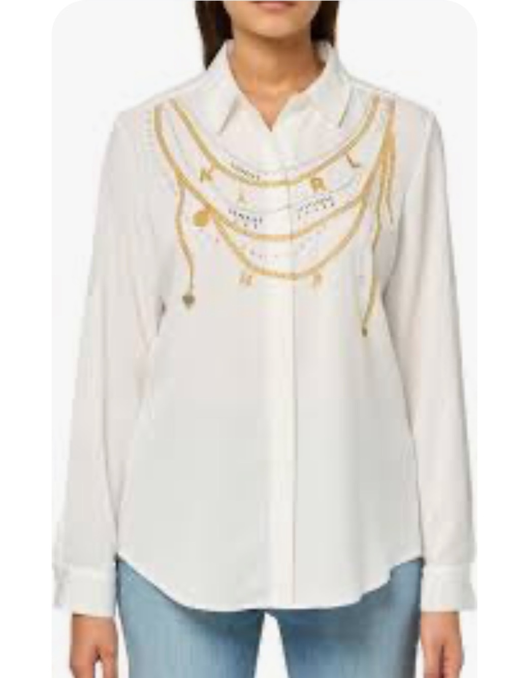 KARL LAGERFELD PARIS Charm Detailed Button Down Blouse M/L